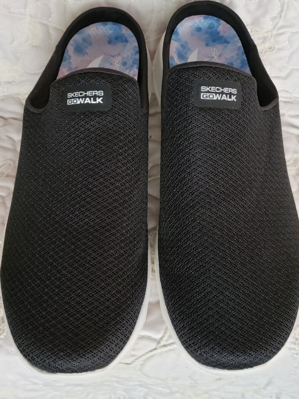 EUC SKECHERS Go Walk jet black slide on (9.5)